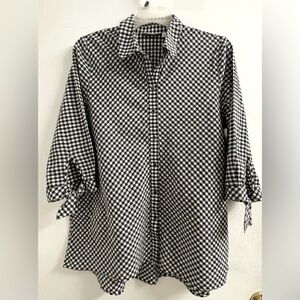Susan Graver Black and White Gingham Blouse